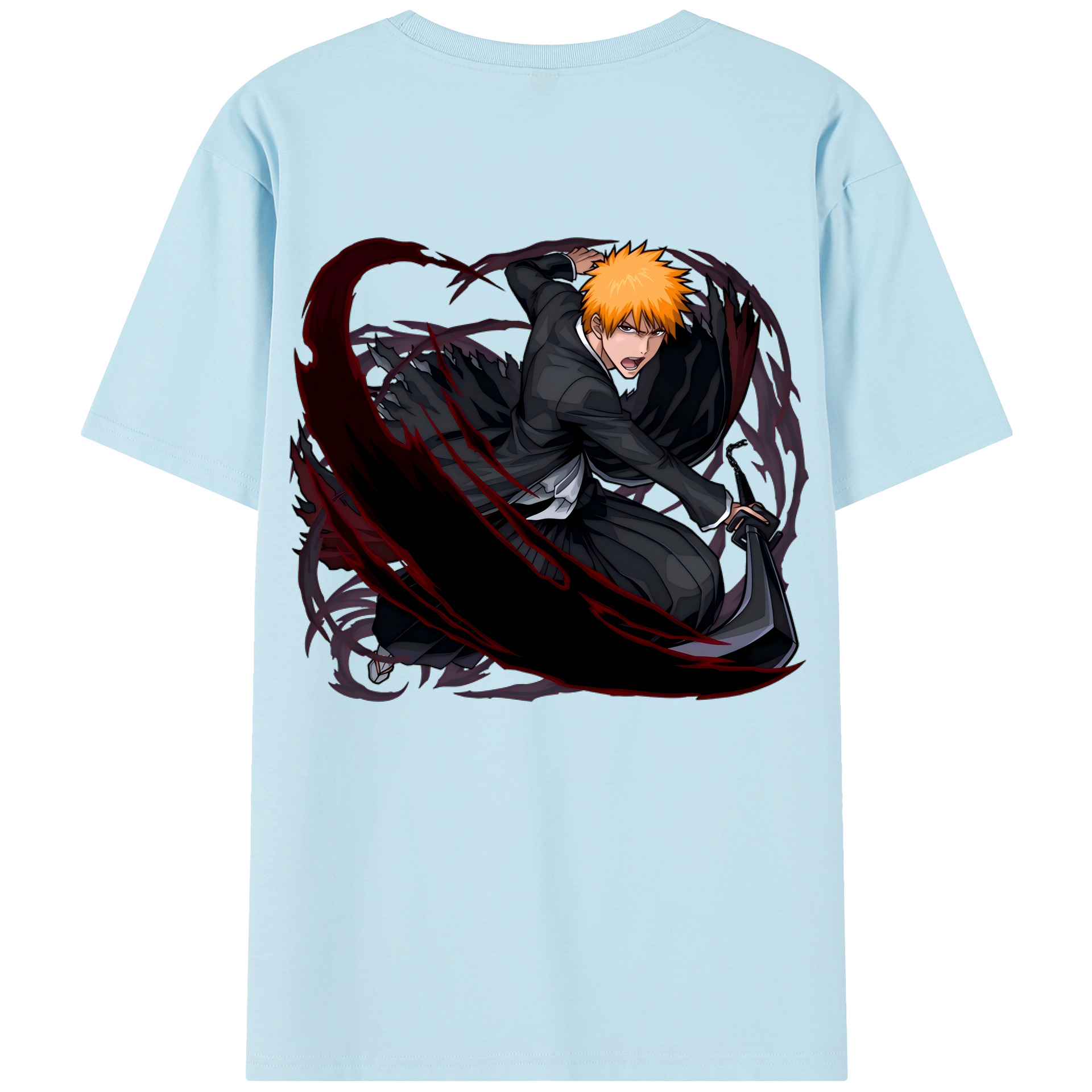 （画像用） ブリーチ 黒崎一護（くろさき いちご）BLEACH Kurosaki Ichigo 綿100％半袖Tシャツ（背面プリント）